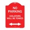 Signmission Parking Violators Will Towed W/ Bidirectional Arrow, Red & White Alum Sign, 18" x 24", RW-1824-23349 A-DES-RW-1824-23349 - alternate 1